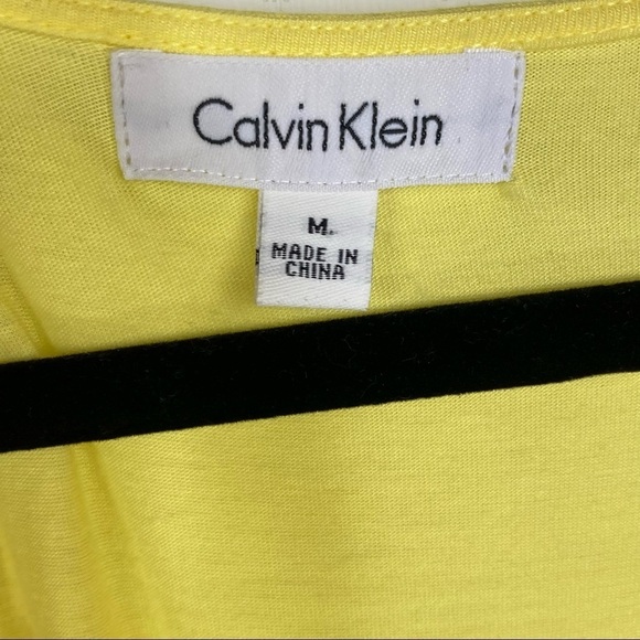 Calvin Klein Yellow Cap Sleeve Scoop Neck Top - Picture 9 of 10